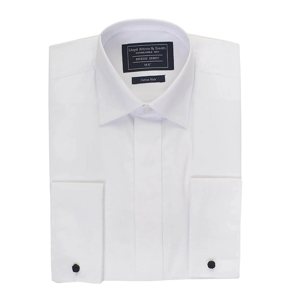 Plain Standard Collar Dress Shirt for Men in White X-Long Length