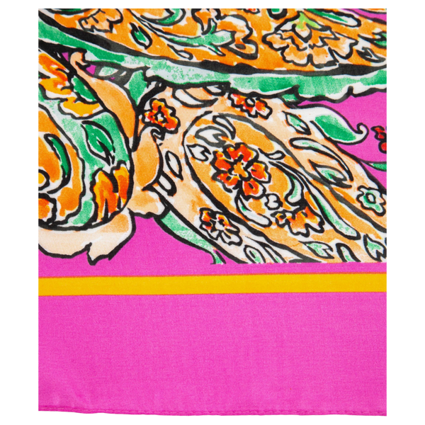 Miss Shorthair Silk Textured Paisley Print Scarf