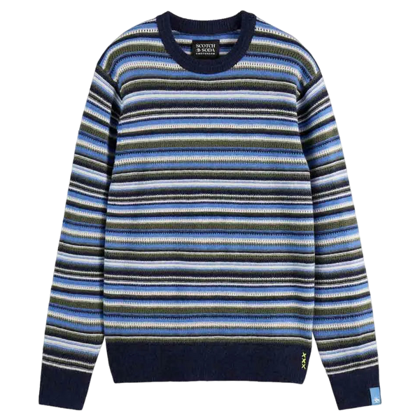 Scotch & Soda Soft Knit Stripe Regular Fit Crew Neck
