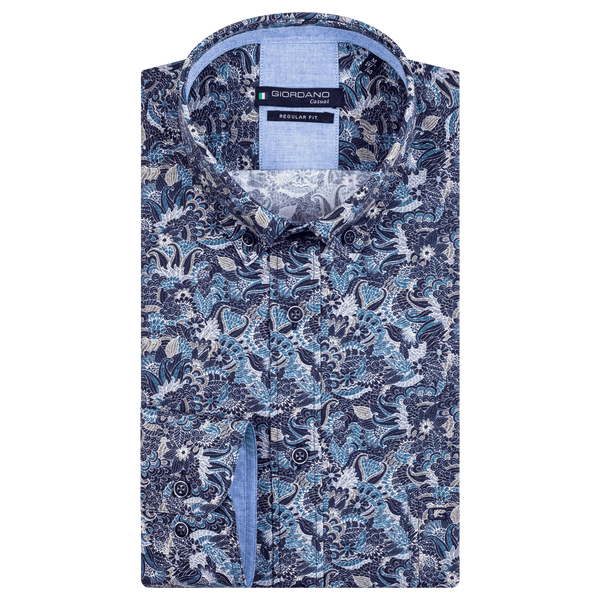 Giordano Wild Flower Print Long Sleeve Shirt for Men
