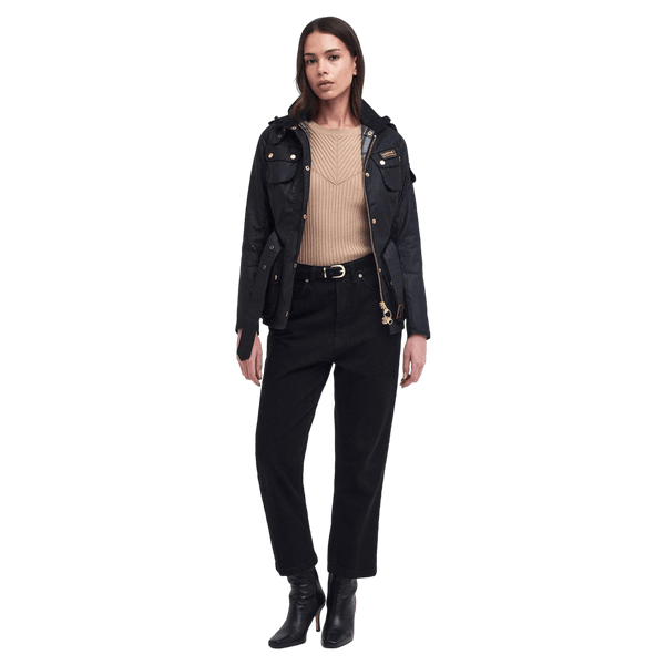 Barbour International International Waxed Jacket in Black