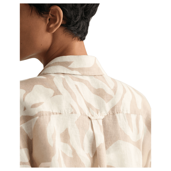 GANT Relaxed Palm Print Short Sleeve Linen Shirt for Women