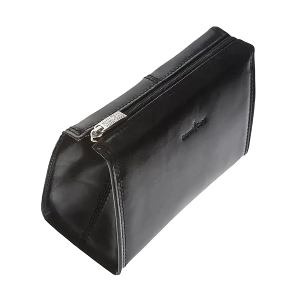 Gianni Conti Leather Toiletries Bag in Black