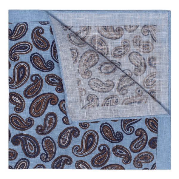 William David Linen Paisley Printed Pocket Square