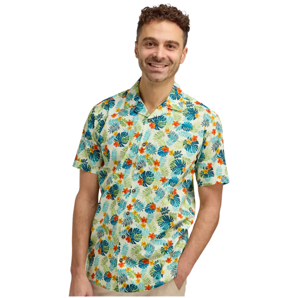 Double Two Jungle Flower Print Short Sleeve Shirt