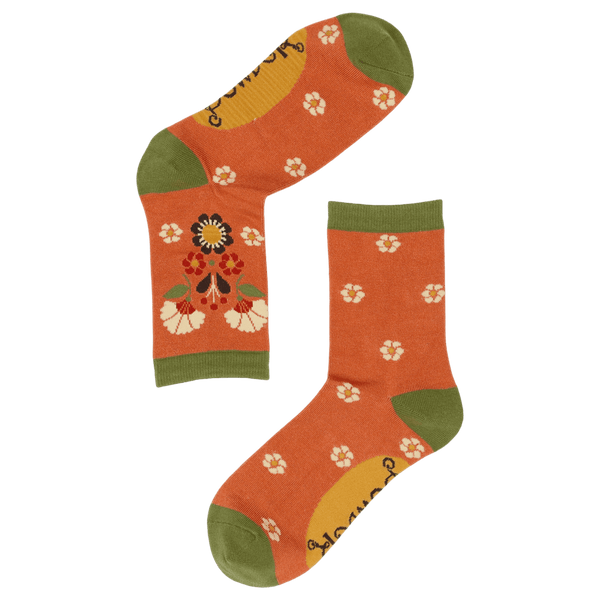 Powder Art Deco Floral Ankle Socks for Women