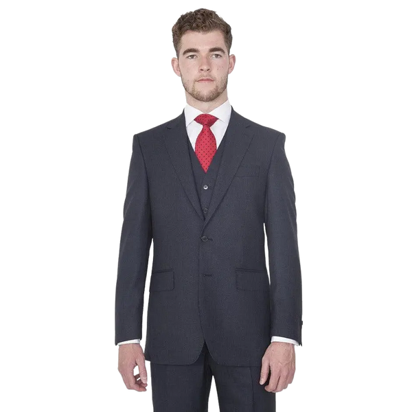 The Label Classic Fit Wool Suit Jacket for Men in Navy Birdseye