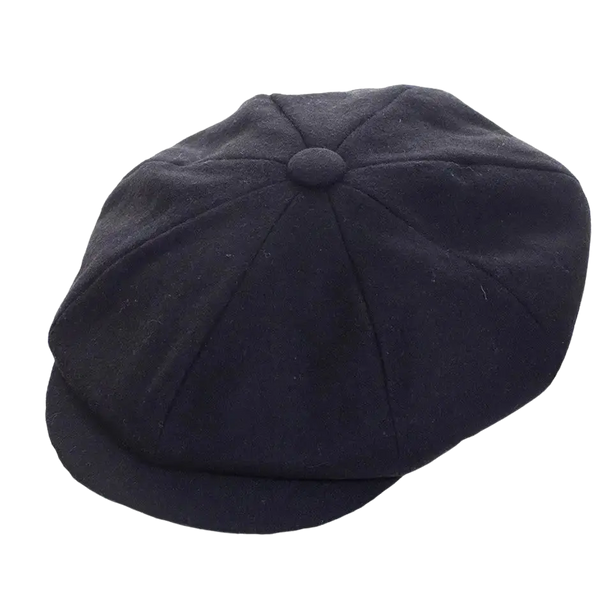 Failsworth Alfie 8 Piece Melton Cap for Men in Black