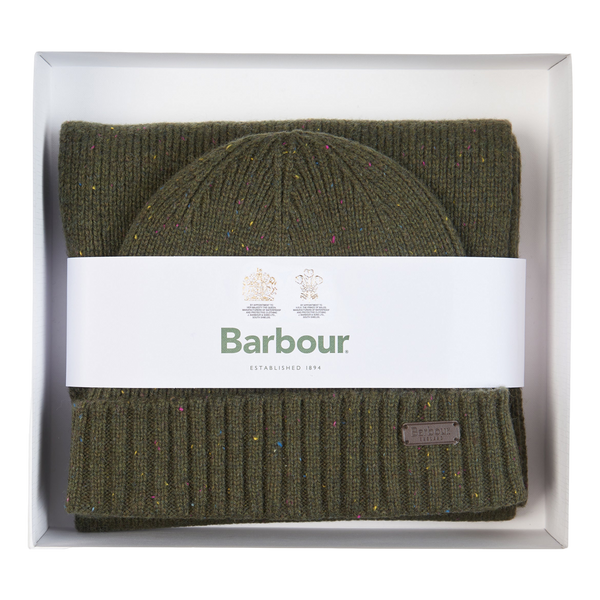 Barbour Carlton Fleck Beanie & Scarf Gift Set