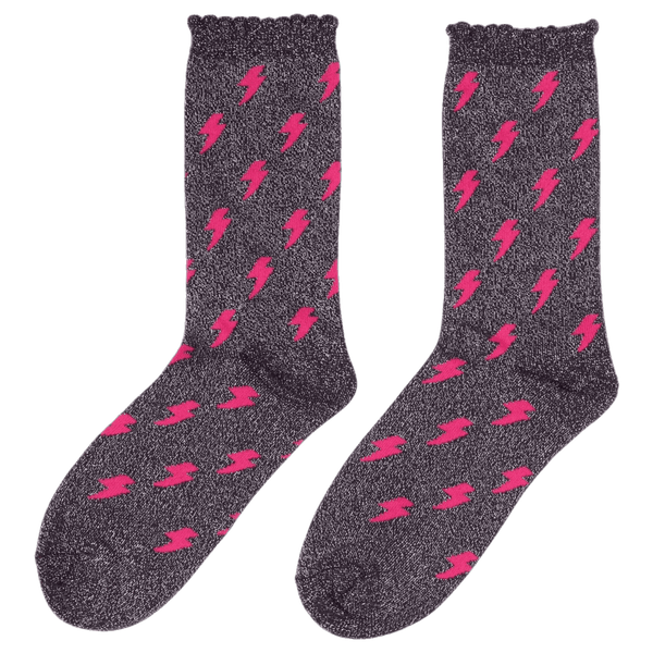 Miss Shorthair Lightning Bolt Glitter Socks for Women