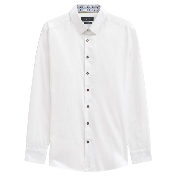 Bugatti Long Sleeve Plain Shirt With Trim