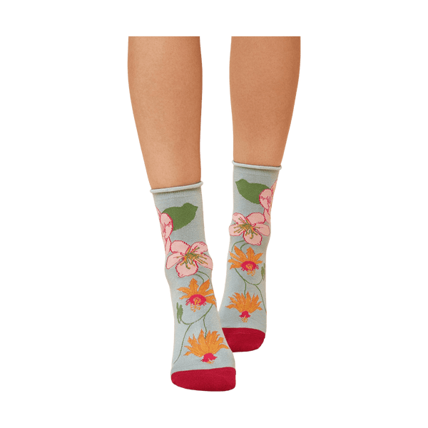 Powder Tropical Flora Ankle Socks for Women