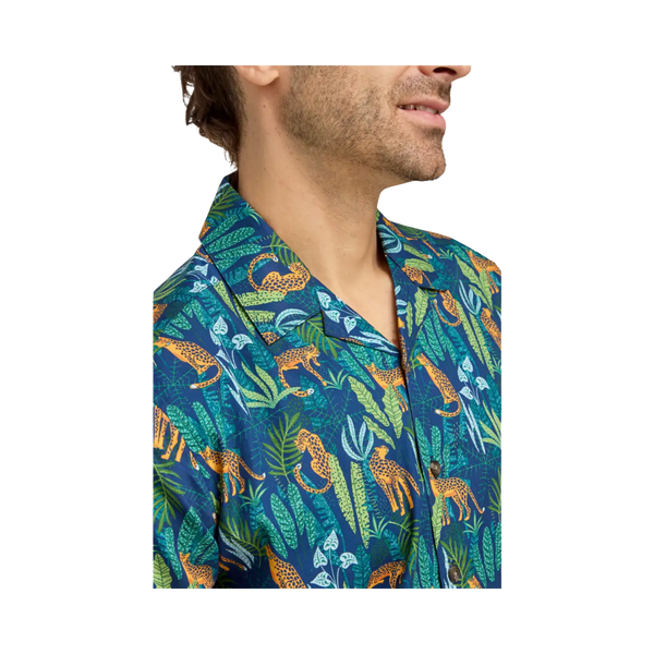 Double Two Cheetah Print Short Sleeve Shirt for Men