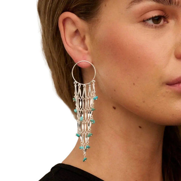 Orelia Jewellery Turquoise Mesh Hoop Drop Earrings for Women