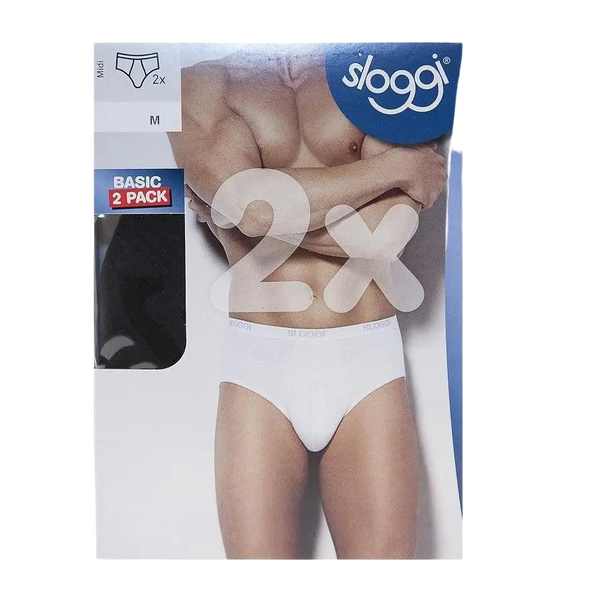 Sloggi Mens Midi Brief Set in Black