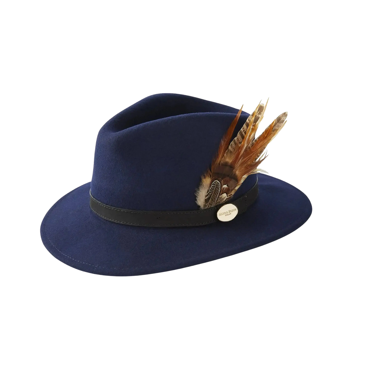Hicks And Brown T Chelsworth Fedora Navy Velvet Coque and Pheasant Feather HBCH1NA main image 1