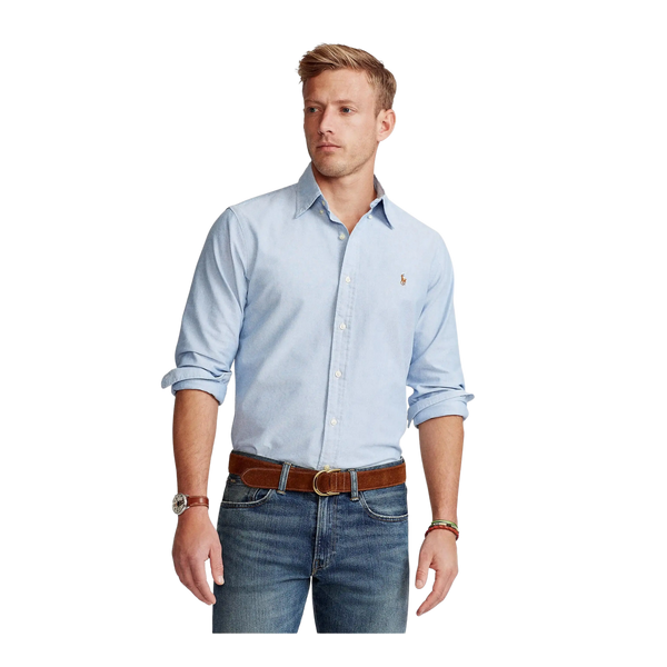 Polo Ralph Lauren Custom Fit Oxford Long Sleeve Shirt in Blue