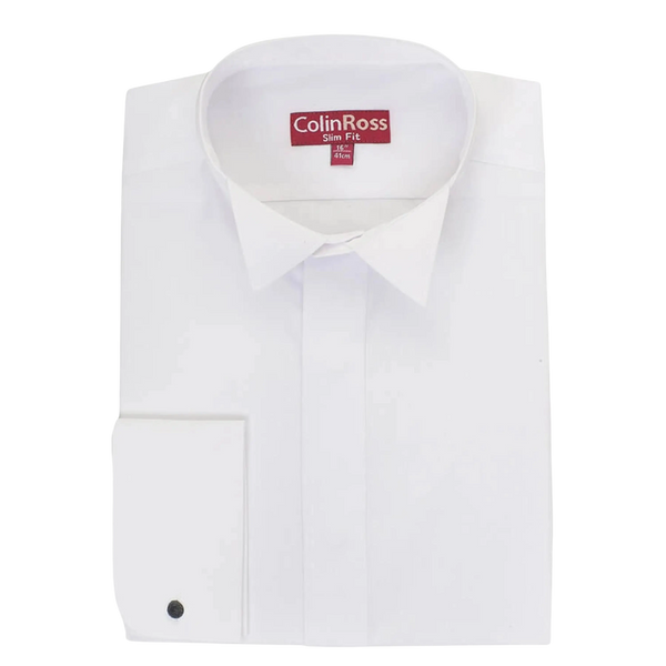 Plain Tailored Wing Collar Shirt for Men in White X-Long Length