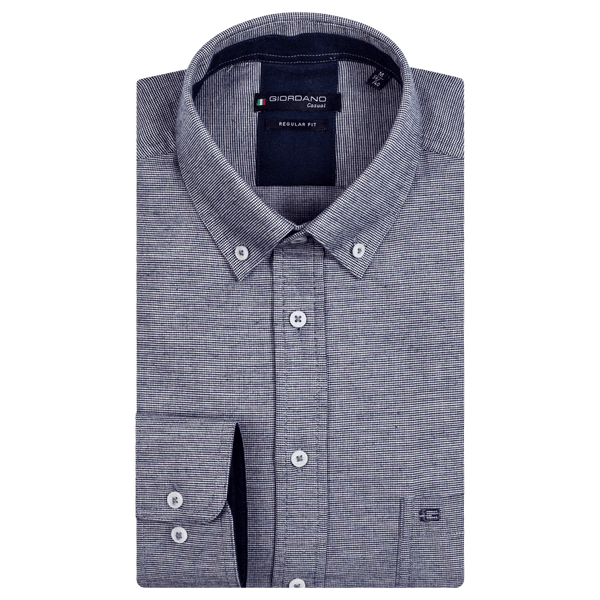 Giordano Mini Two Tone Check Long Sleeve Shirt for Men