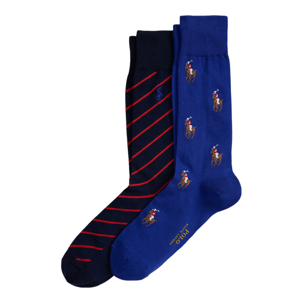 Polo Ralph Lauren Knit In Pony Crew Socks Two Pack
