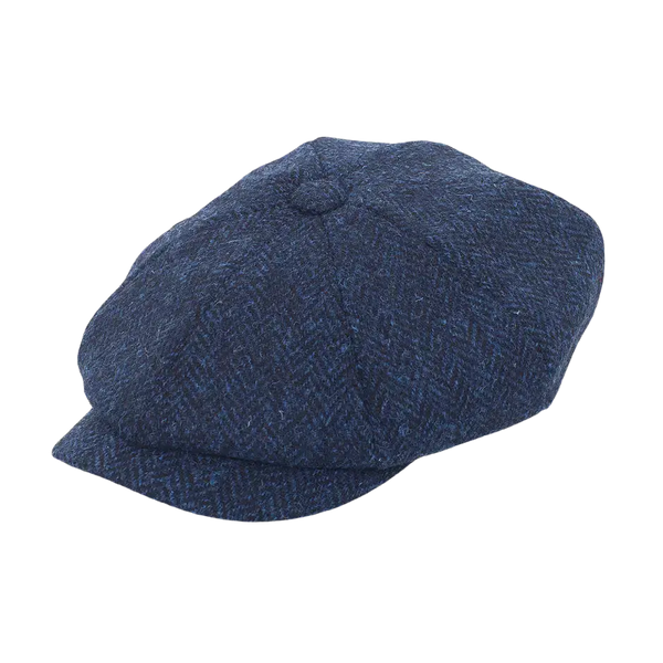 Failsworth Carloway Harris Tweed Baker Boy Cap in Navy