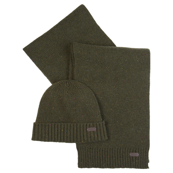 Barbour Carlton Fleck Beanie & Scarf Gift Set