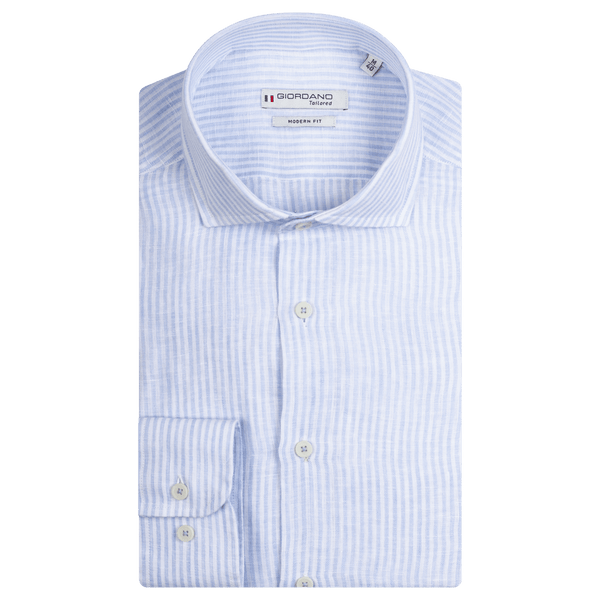 Giordano Long Sleeve Linen Stripe Shirt