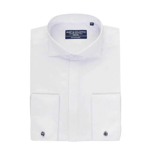Plain Deep Wing Collar Shirt for Men in White
