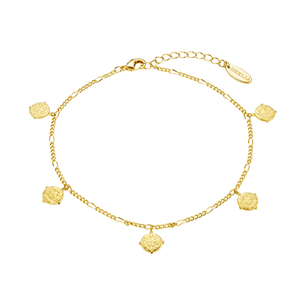 Orelia Jewellery Multi Coin Figaro Drop Anklet for Women