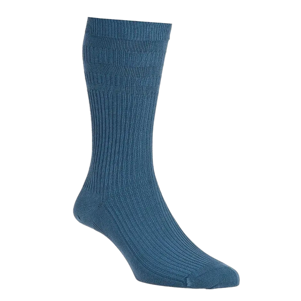 HJ Hall Cotton Softop Socks in Slate Blue