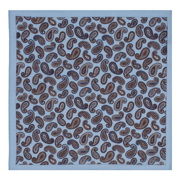 William David Linen Paisley Printed Pocket Square