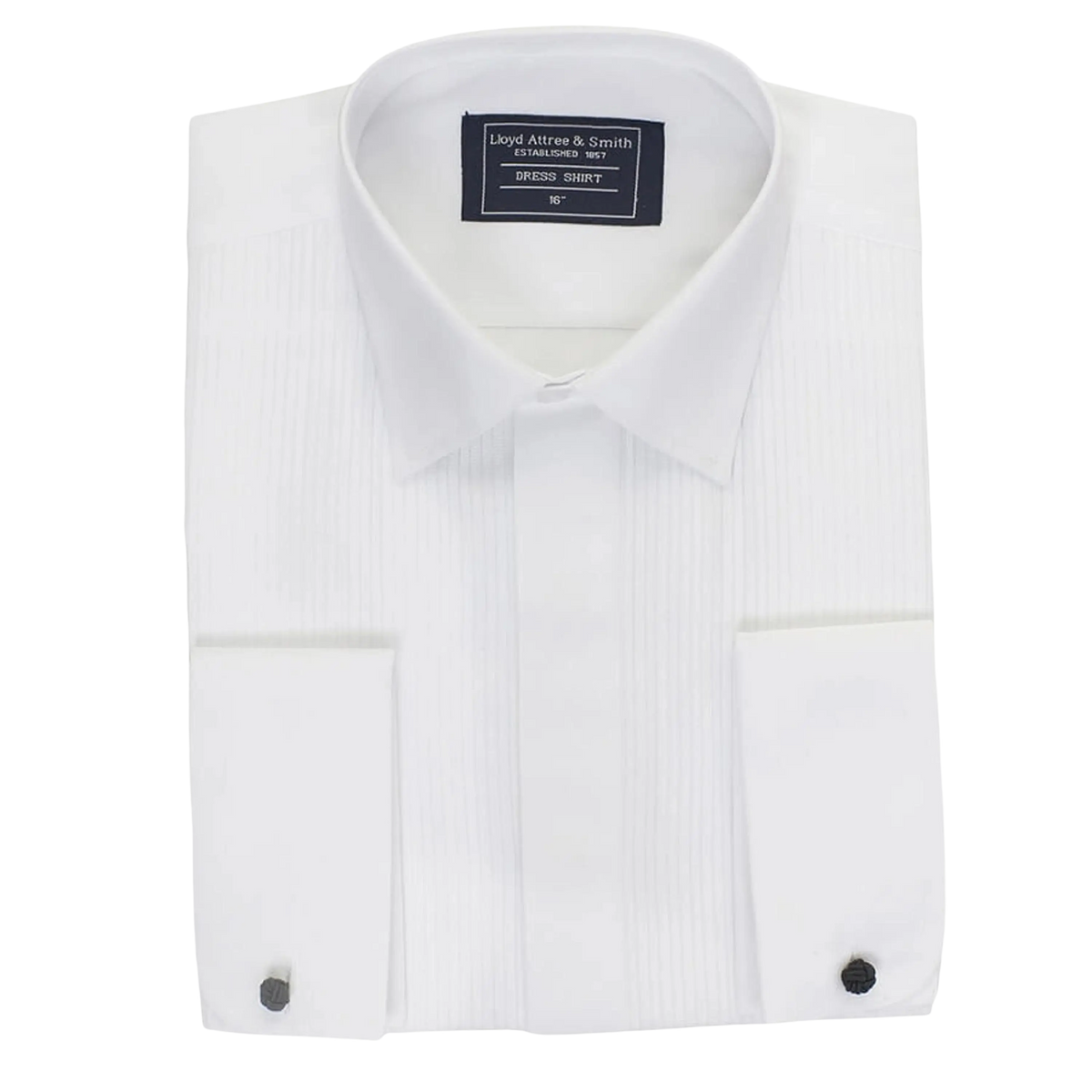 Pleated Standard Collar Dress Shirt In White