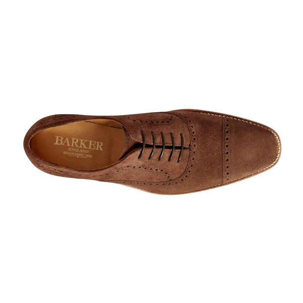 Barker Luke Oxford Brogue Shoes for Men in Brown Suede