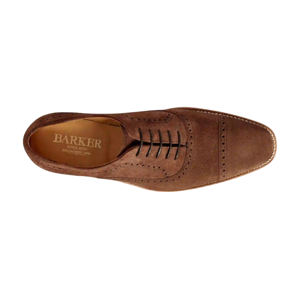 Barker Luke Oxford Brogue Shoes in Brown Suede