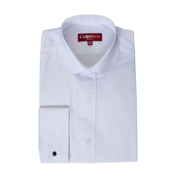 Plain Slim Fit Penny Collar Shirt for Men in White