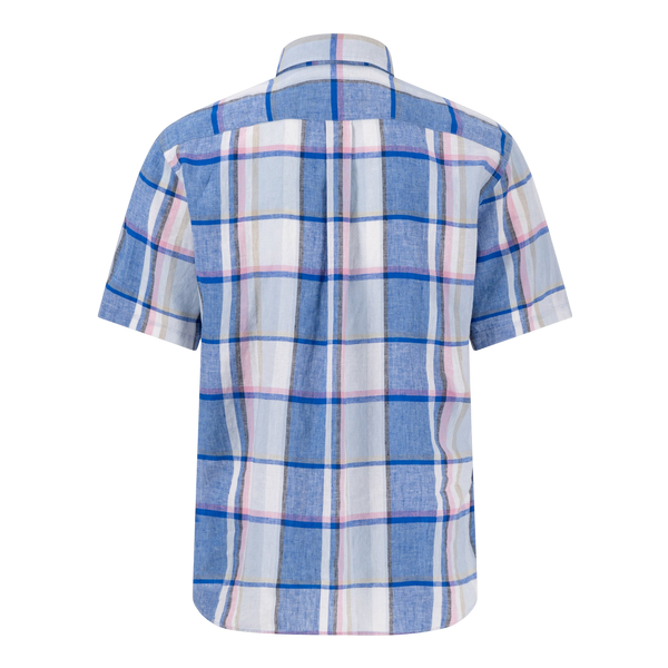 Fynch-Hatton Large Overcheck Short Sleeve Linen Shirt