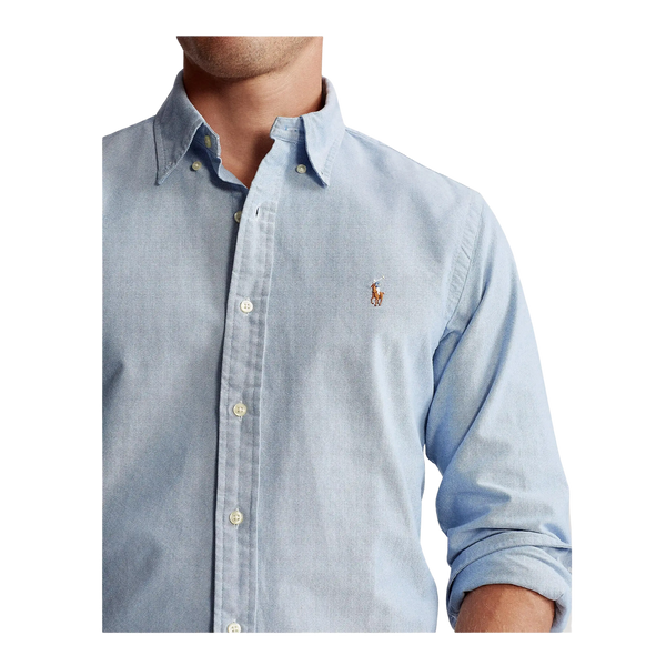 Polo Ralph Lauren Custom Fit Oxford Long Sleeve Shirt in Blue