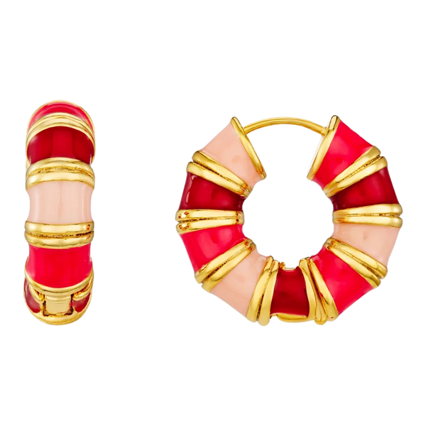 Orelia Jewellery Enamel Mixed Colour Chubby Hoop Earrings for Women