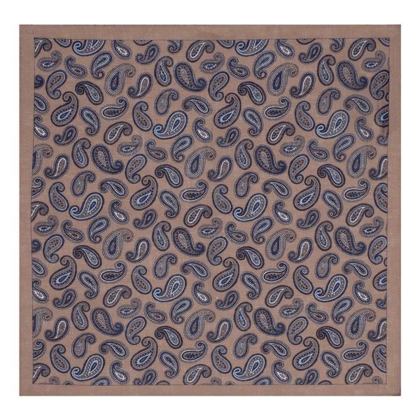 William David Linen Paisley Printed Pocket Square