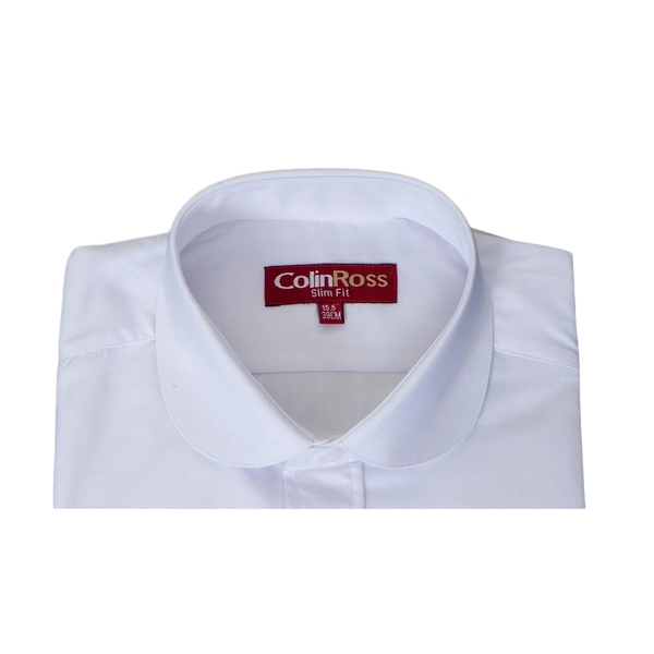 Plain Slim Fit Penny Collar Shirt in White