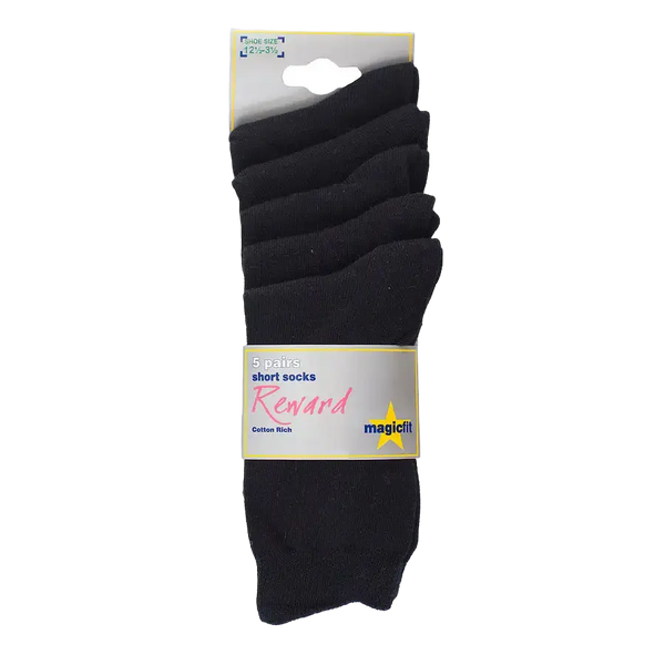 5PP Cotton Rich Short Socks - Black