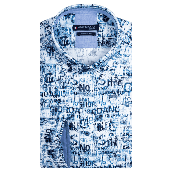 Giordano Long Sleeve Text Print Shirt for Men