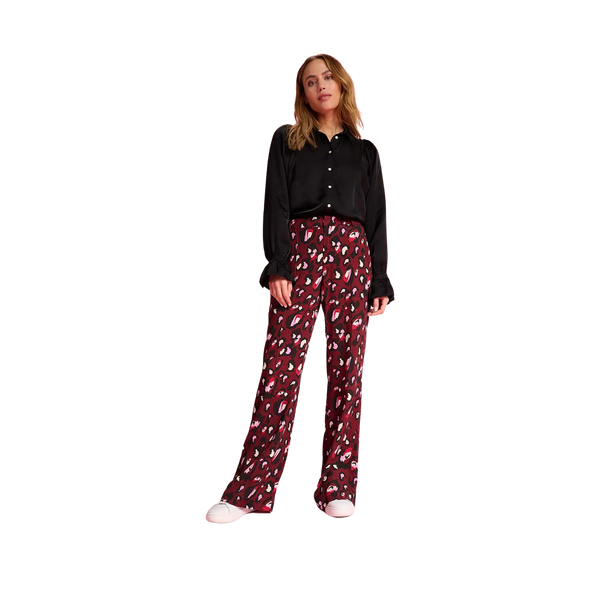 POM Amsterdam Red Leopard Print Trousers for Women