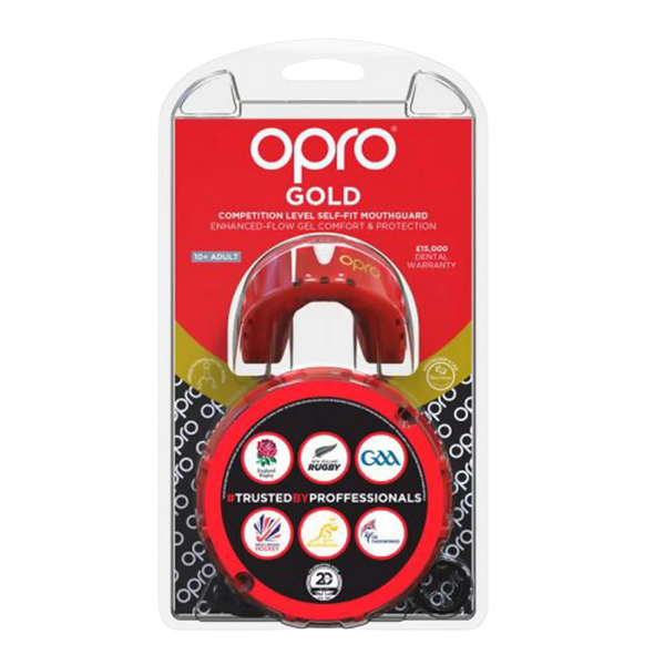 Opro Ortho Gold Mouthguard in Red & White