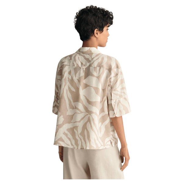 GANT Relaxed Palm Print Short Sleeve Linen Shirt for Women