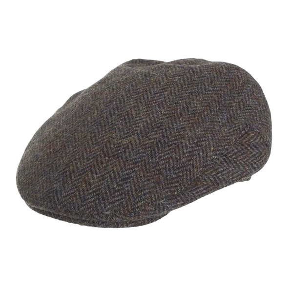 Failsworth Stornoway Flat Cap in Brown Green Harris Tweed