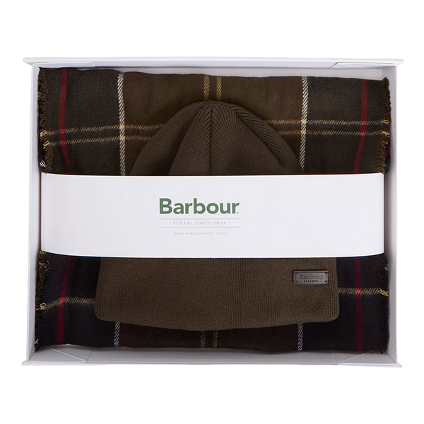Barbour Swinton Beanie & Galingale Scarf Gift Set