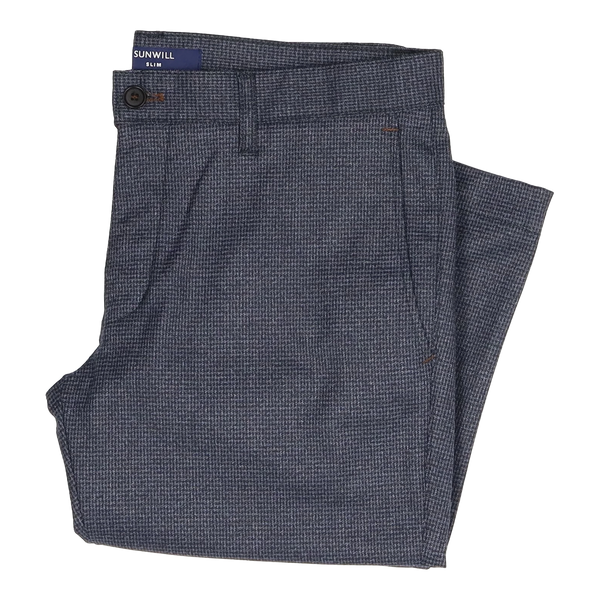 Sunwill Slim Fit Stretch Check Trousers for Men