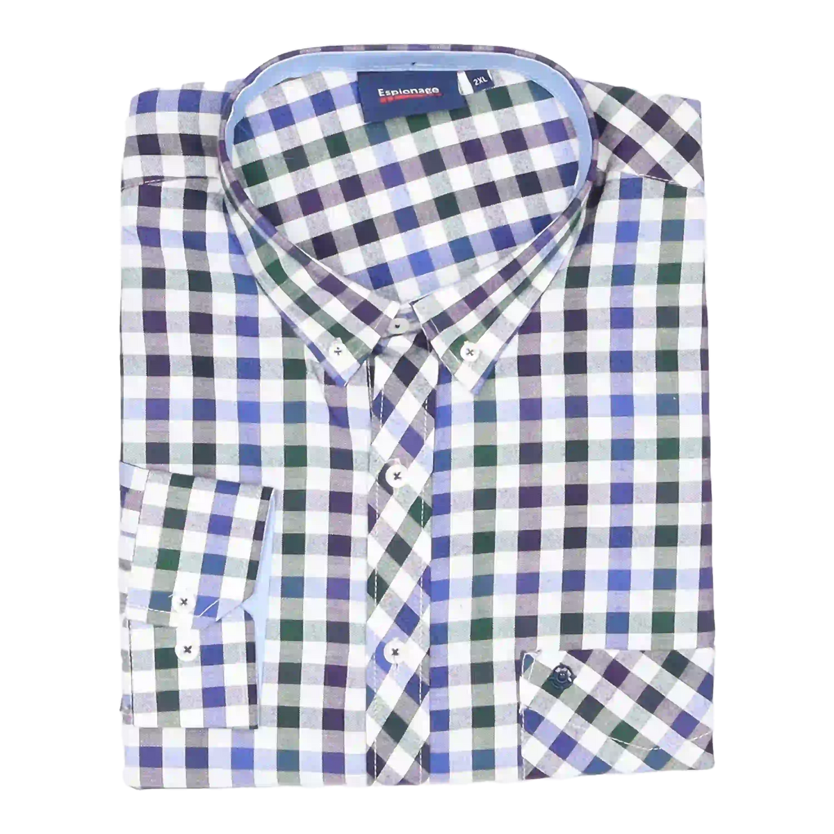 Espionage Long Sleeve Oxford Weave Gingham Shirt For Men Coes