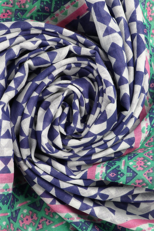 Miss Shorthair Cotton Mosaic Print Scarf